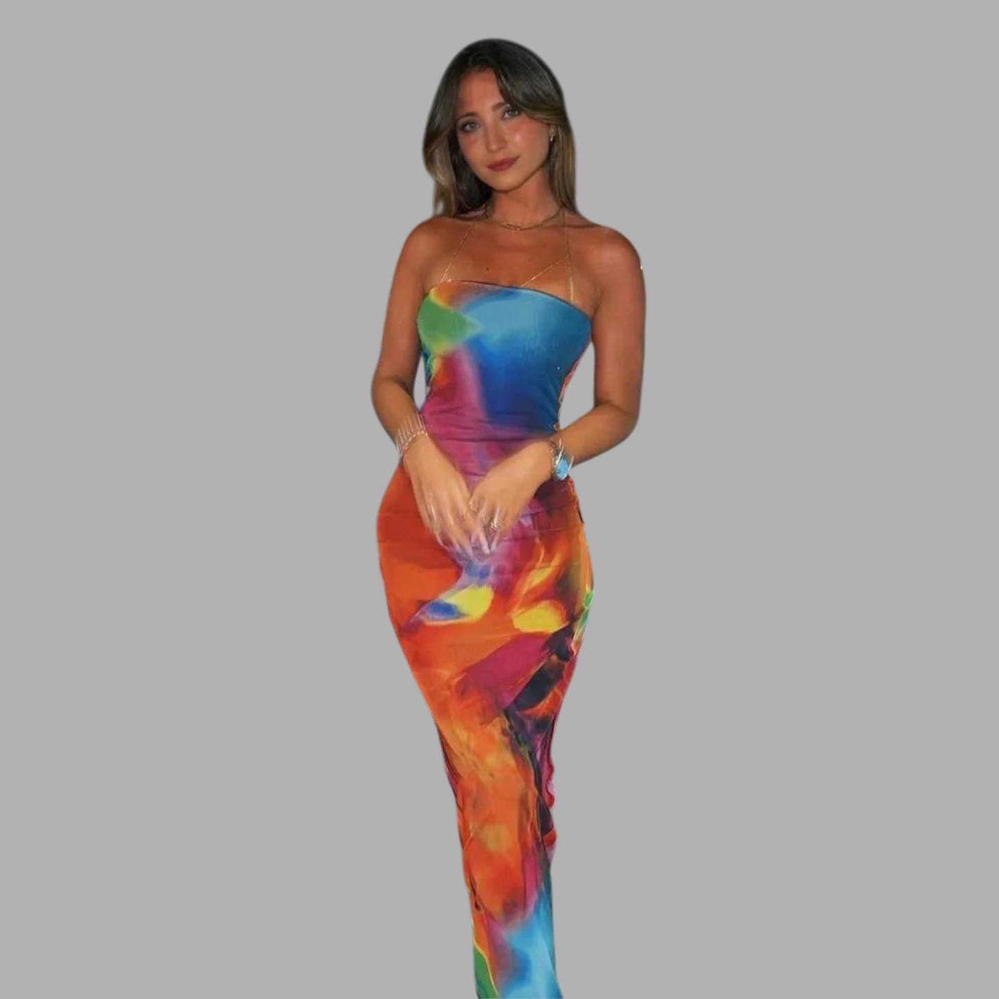 Goddess Glow Slim-Fit Silk Bandeau Dress G2X48R