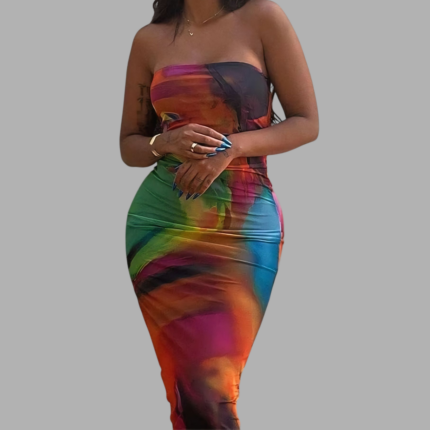 Goddess Glow Slim-Fit Silk Bandeau Dress G2X48R