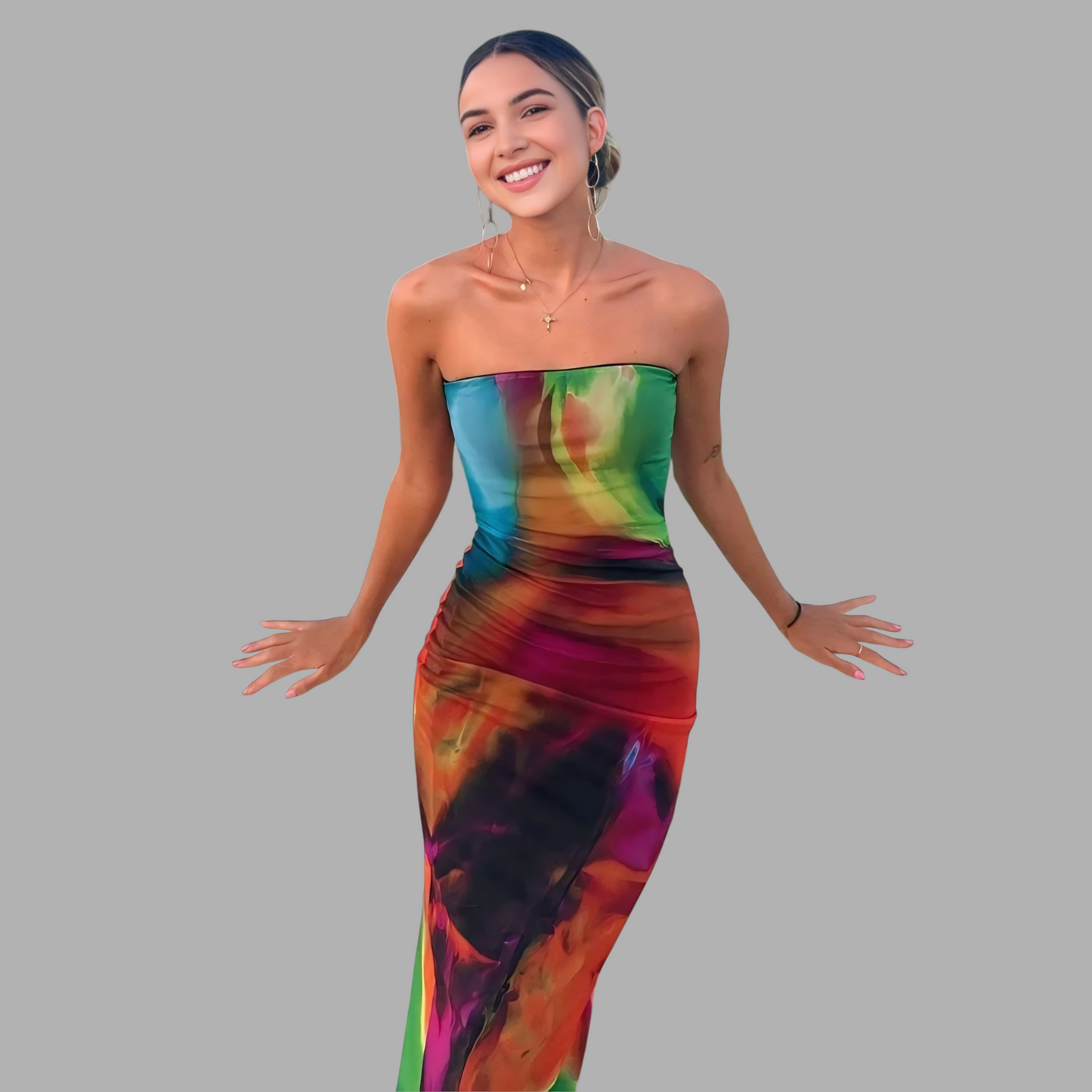 Goddess Glow Slim-Fit Silk Bandeau Dress G2X48R