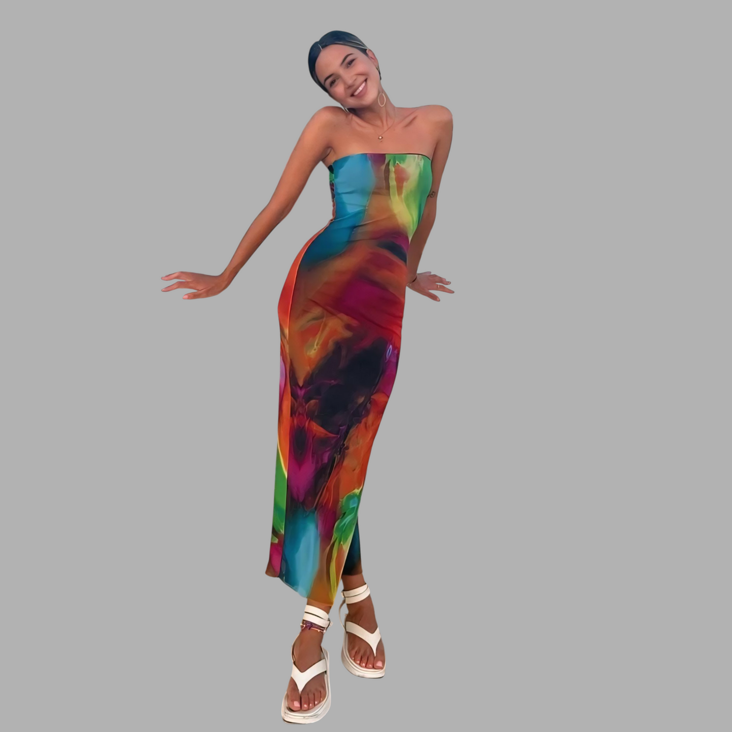 Goddess Glow Slim-Fit Silk Bandeau Dress G2X48R