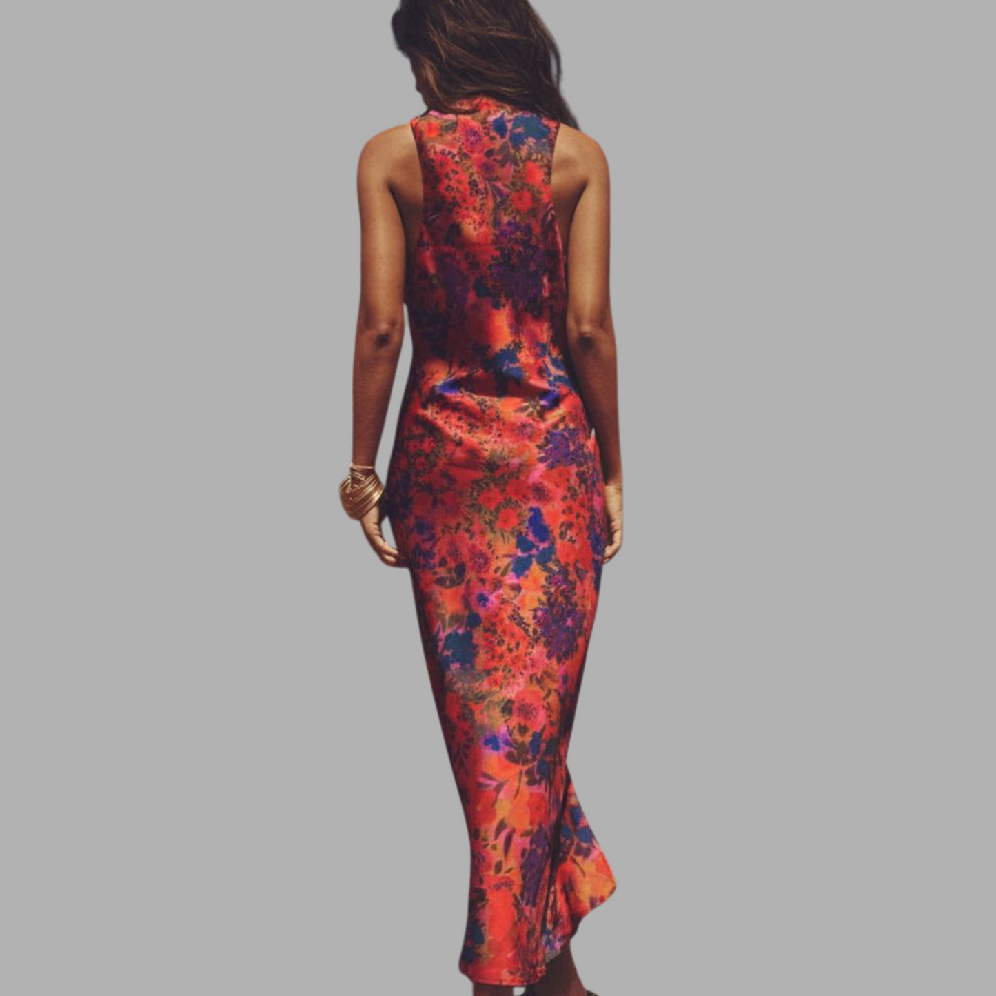 Floral Print Silk Satin Elegance F7R81K