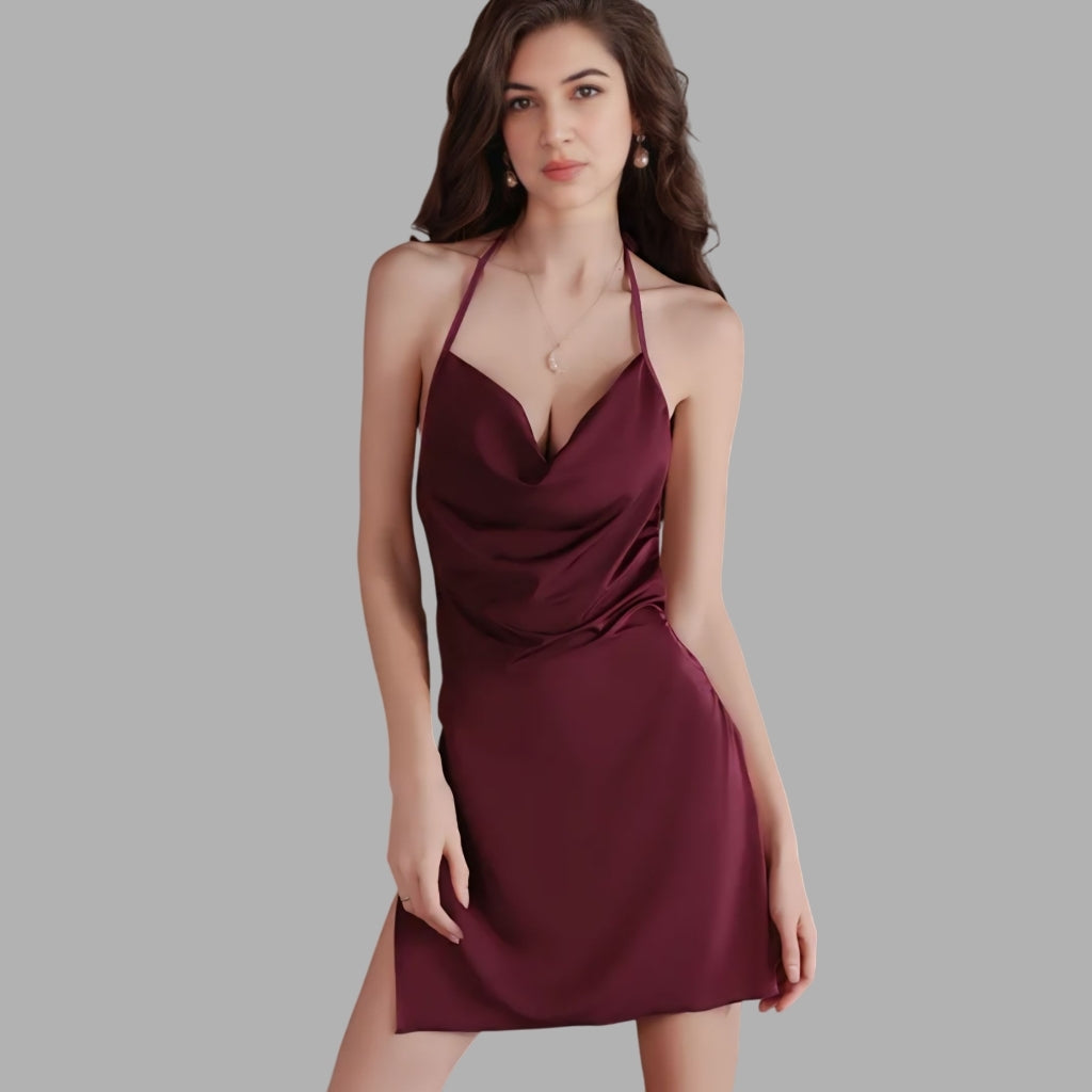 Luxury Silk Slit Nightdress L6P24V