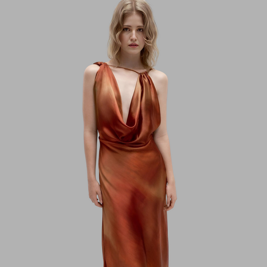 Veloria Drape Satin with Draped Collar Design V7B03X