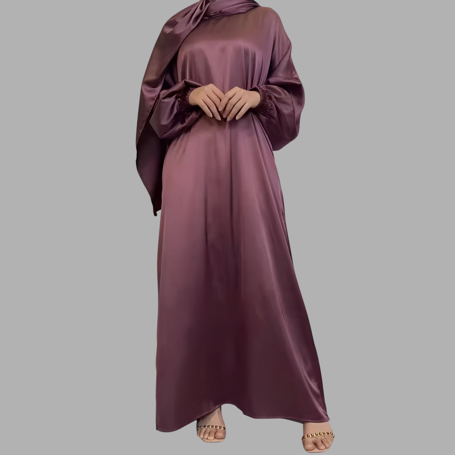 Royal Allure Satin Dress with Matching Headscarf R5C73Q