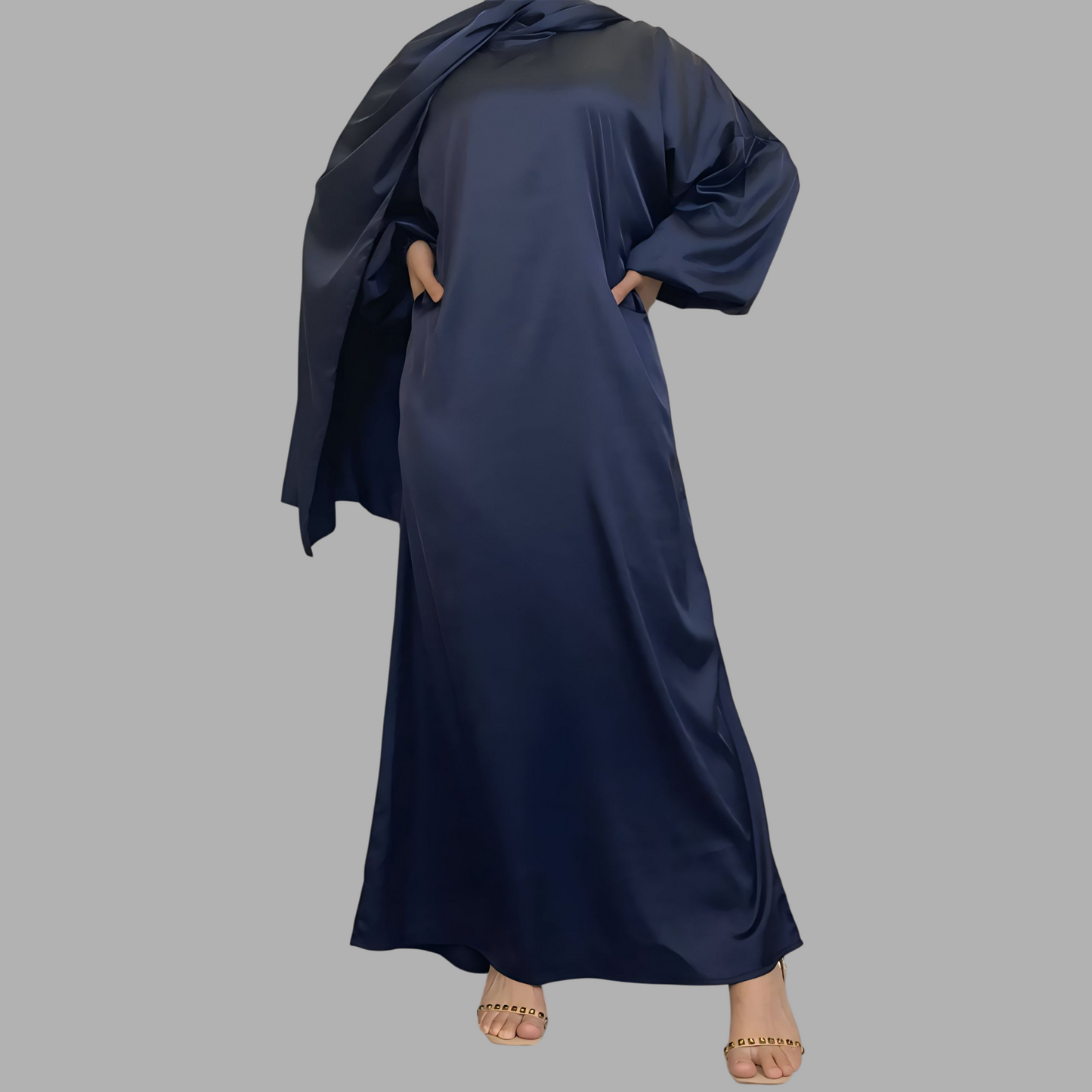 Royal Allure Satin Dress with Matching Headscarf R5C73Q
