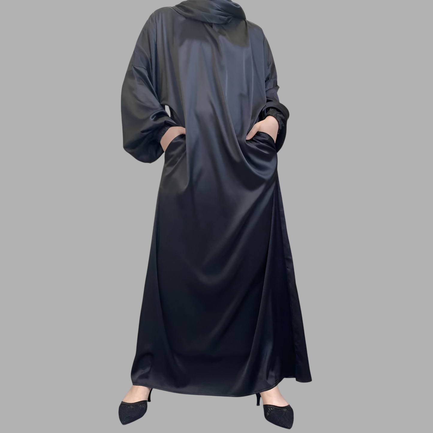 Royal Allure Satin Dress with Matching Headscarf R5C73Q