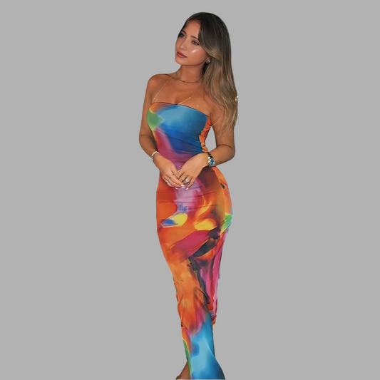 Goddess Glow Slim-Fit Silk Bandeau Dress G2X48R