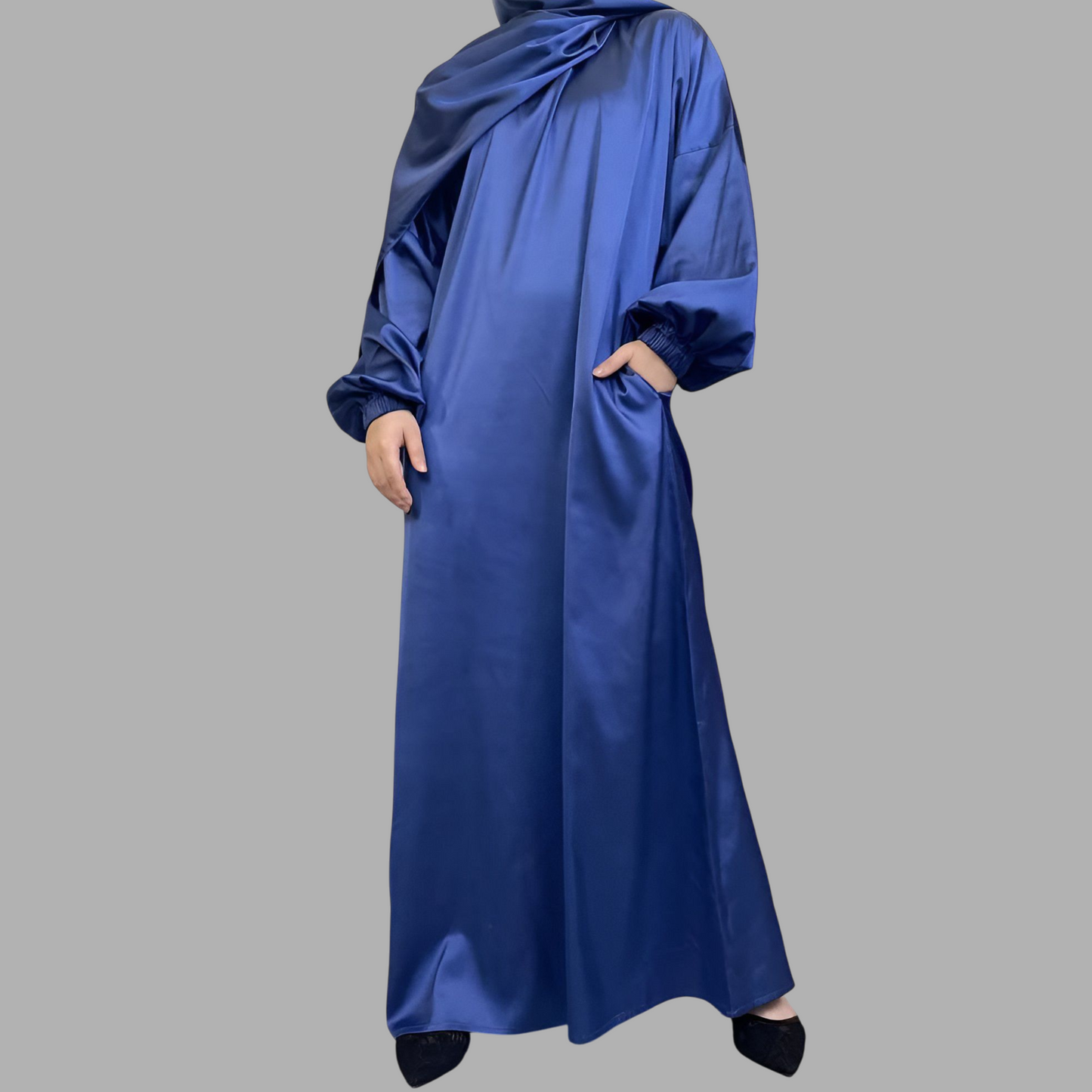 Royal Allure Satin Dress with Matching Headscarf R5C73Q
