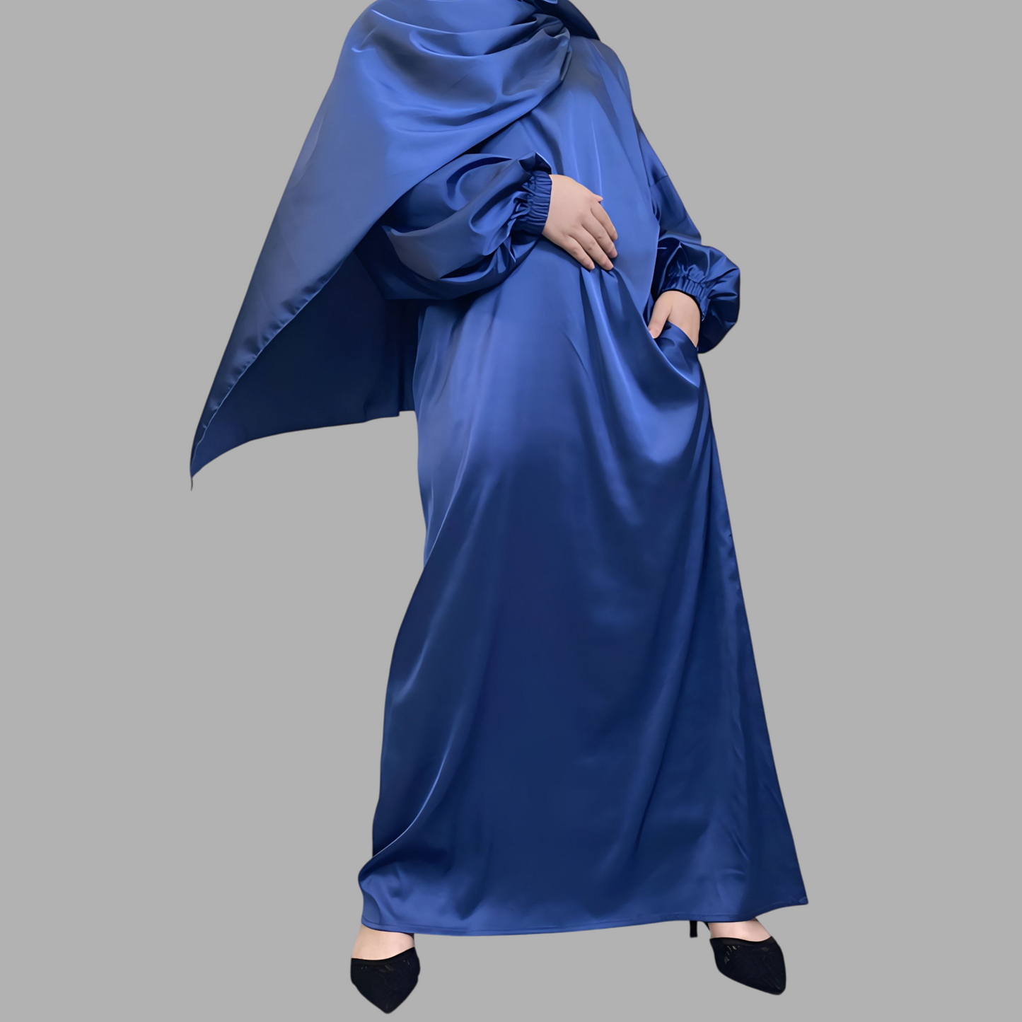 Royal Allure Satin Dress with Matching Headscarf R5C73Q