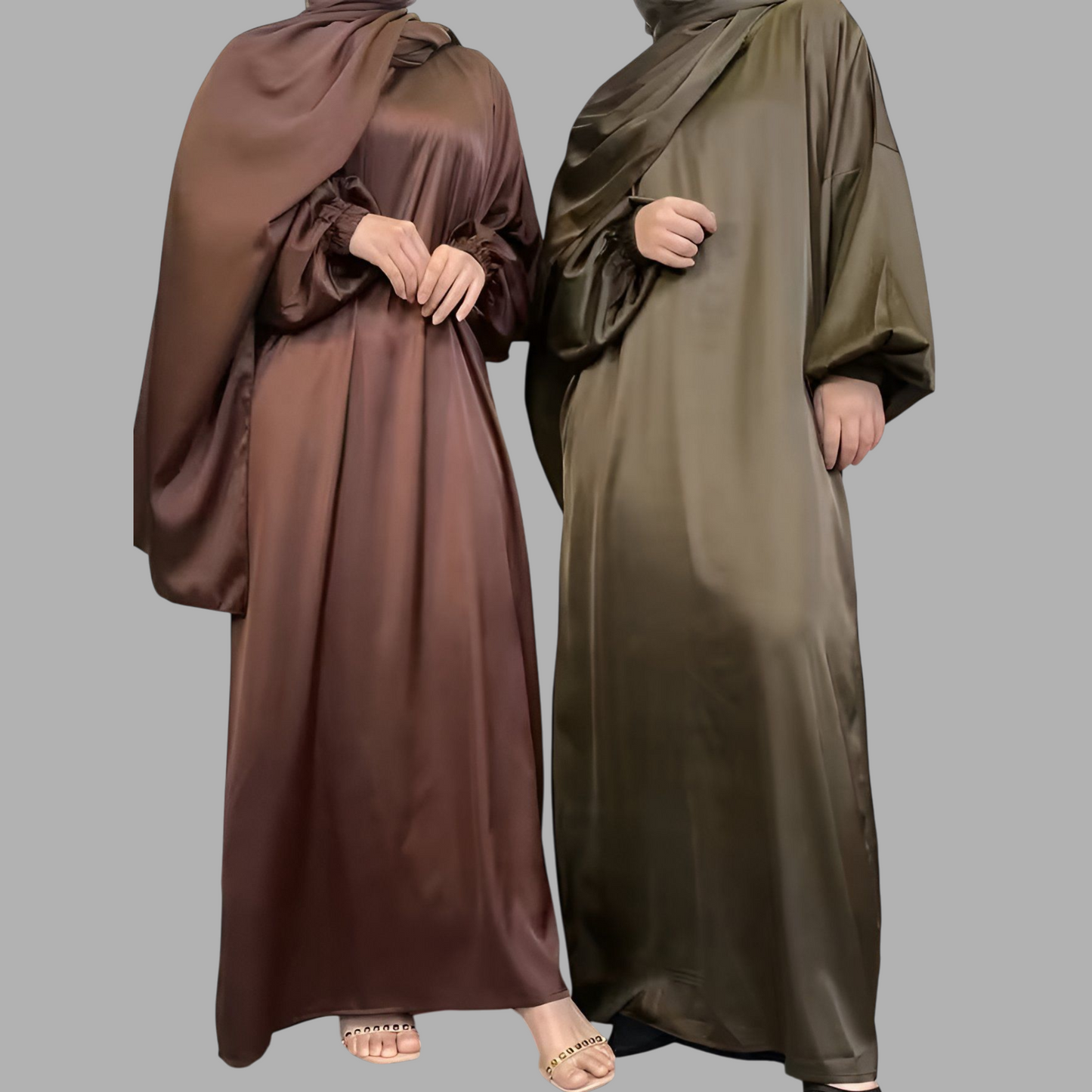 Royal Allure Satin Dress with Matching Headscarf R5C73Q