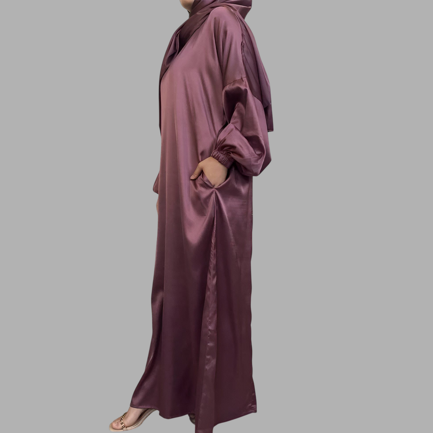 Royal Allure Satin Dress with Matching Headscarf R5C73Q