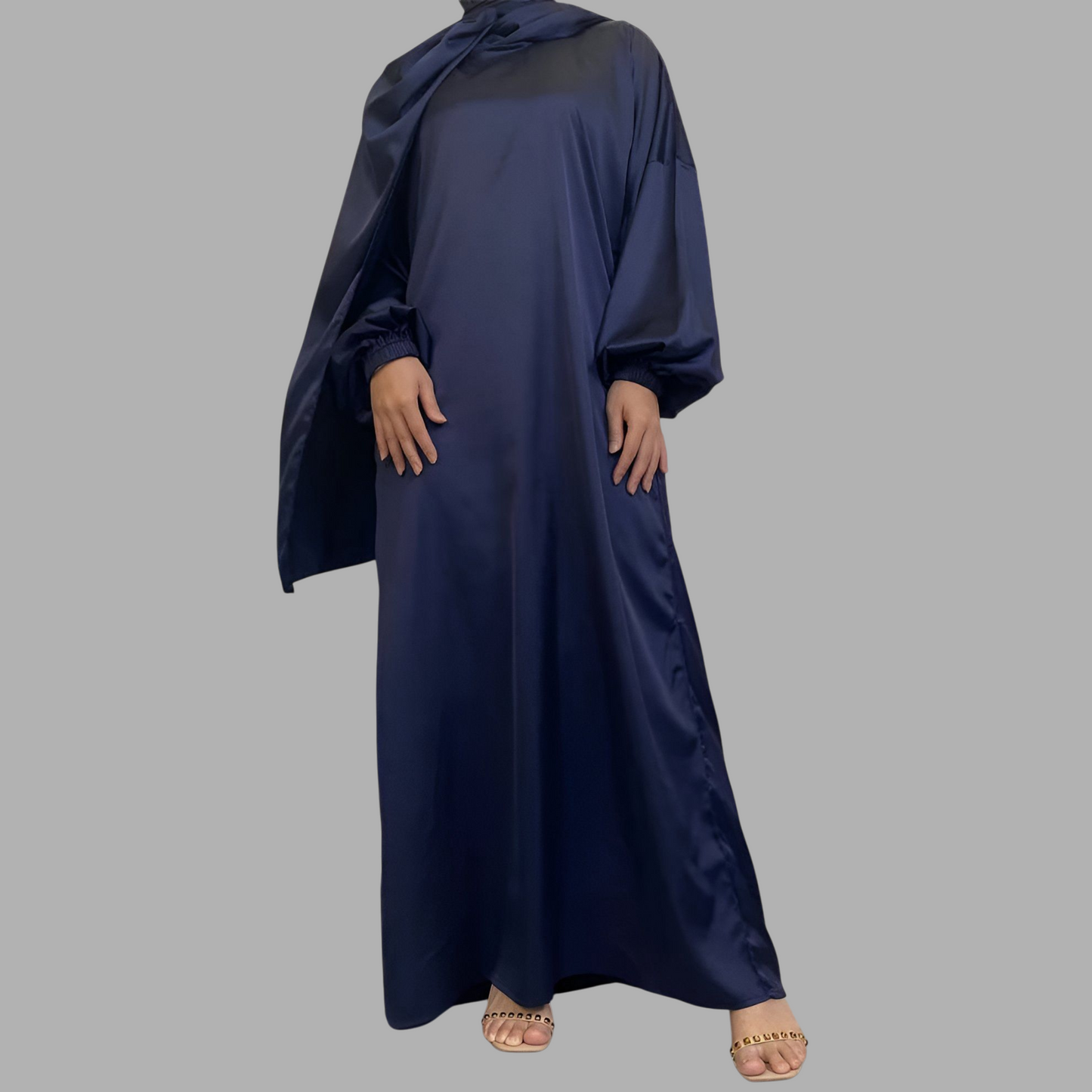 Royal Allure Satin Dress with Matching Headscarf R5C73Q