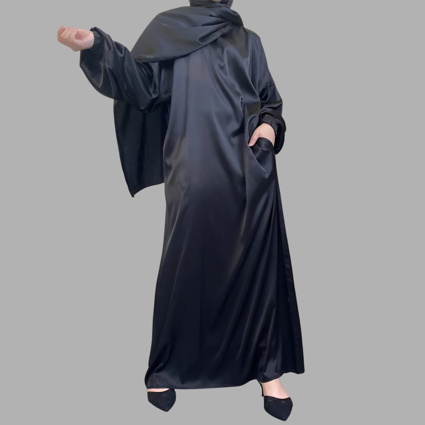 Royal Allure Satin Dress with Matching Headscarf R5C73Q