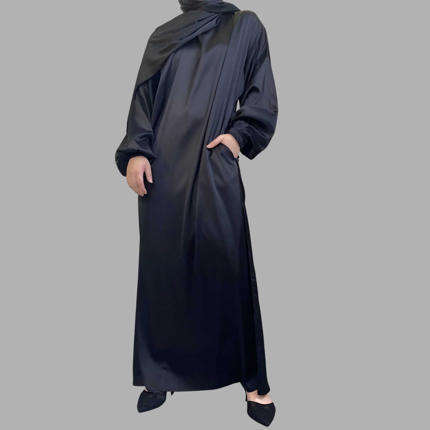 Royal Allure Satin Dress with Matching Headscarf R5C73Q