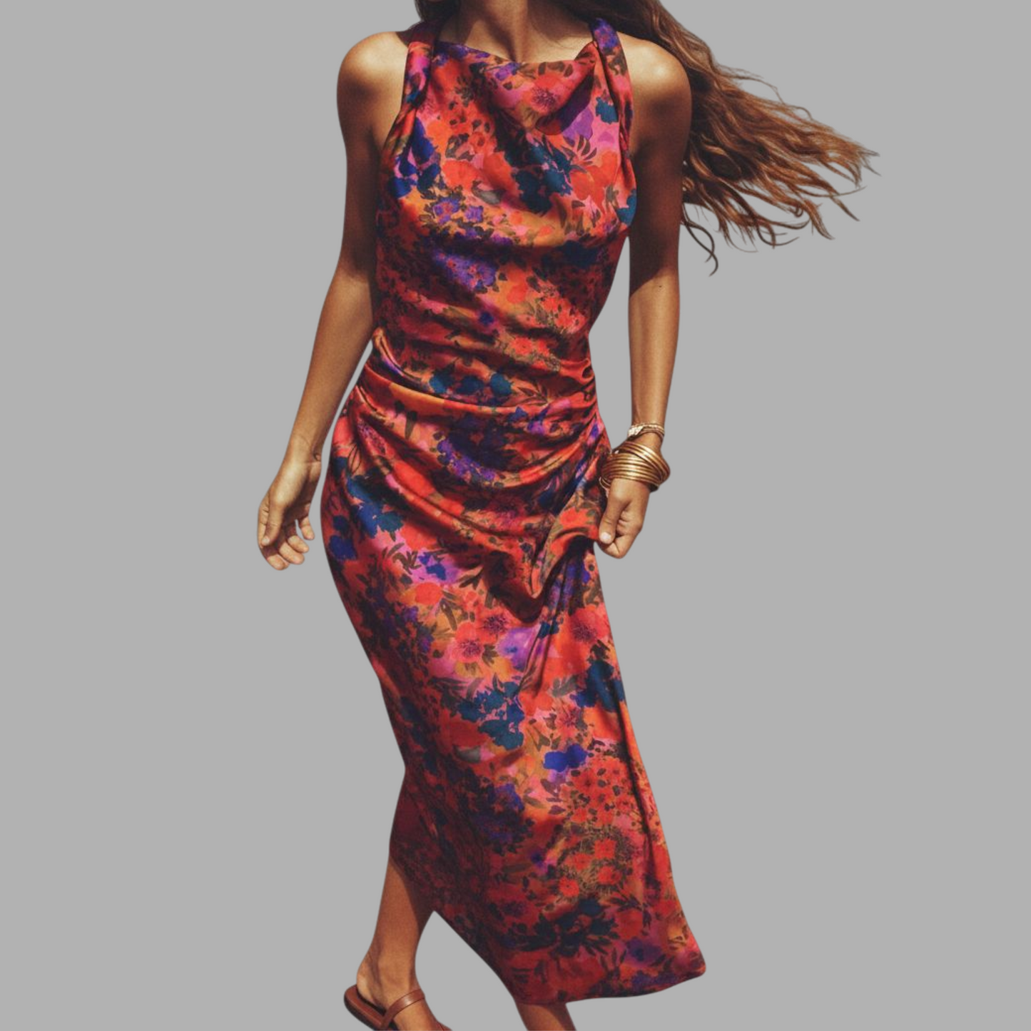 Floral Print Silk Satin Elegance F7R81K