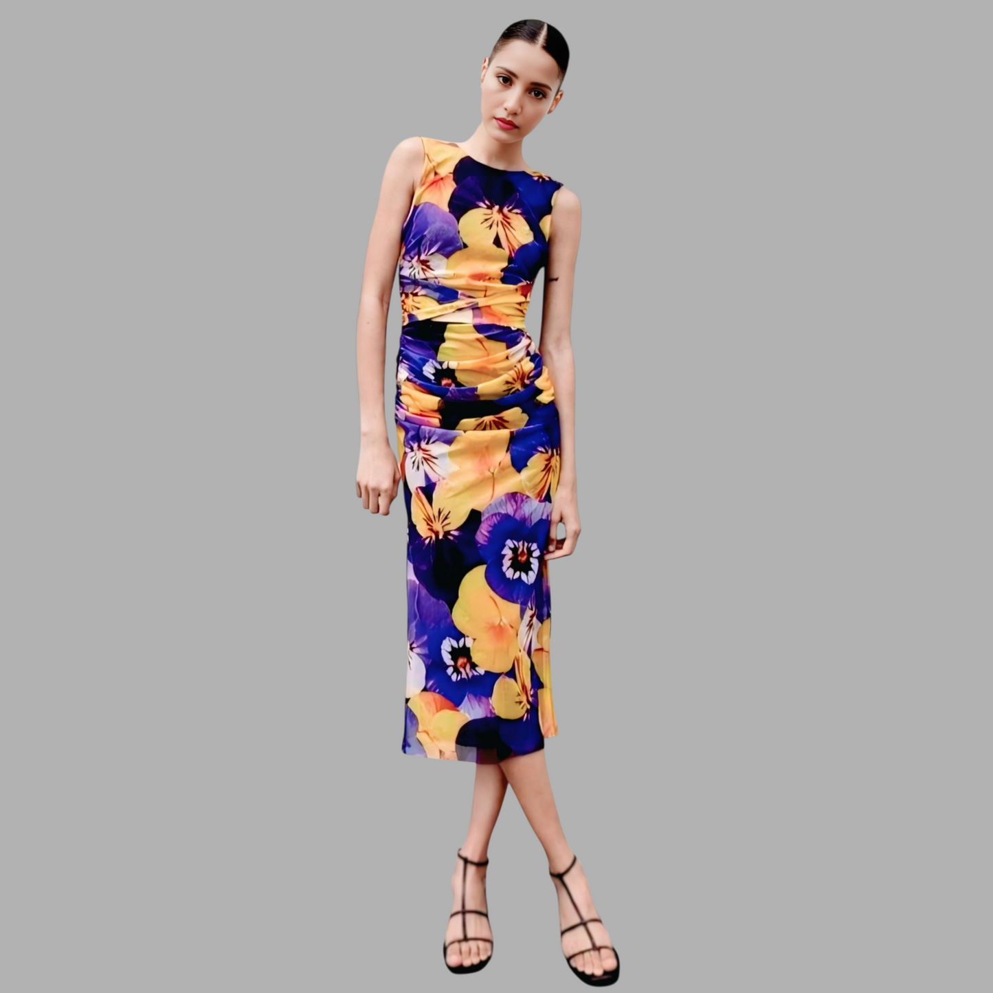 Spring & Summer Backless Silk Net Printed Dress S1R63K