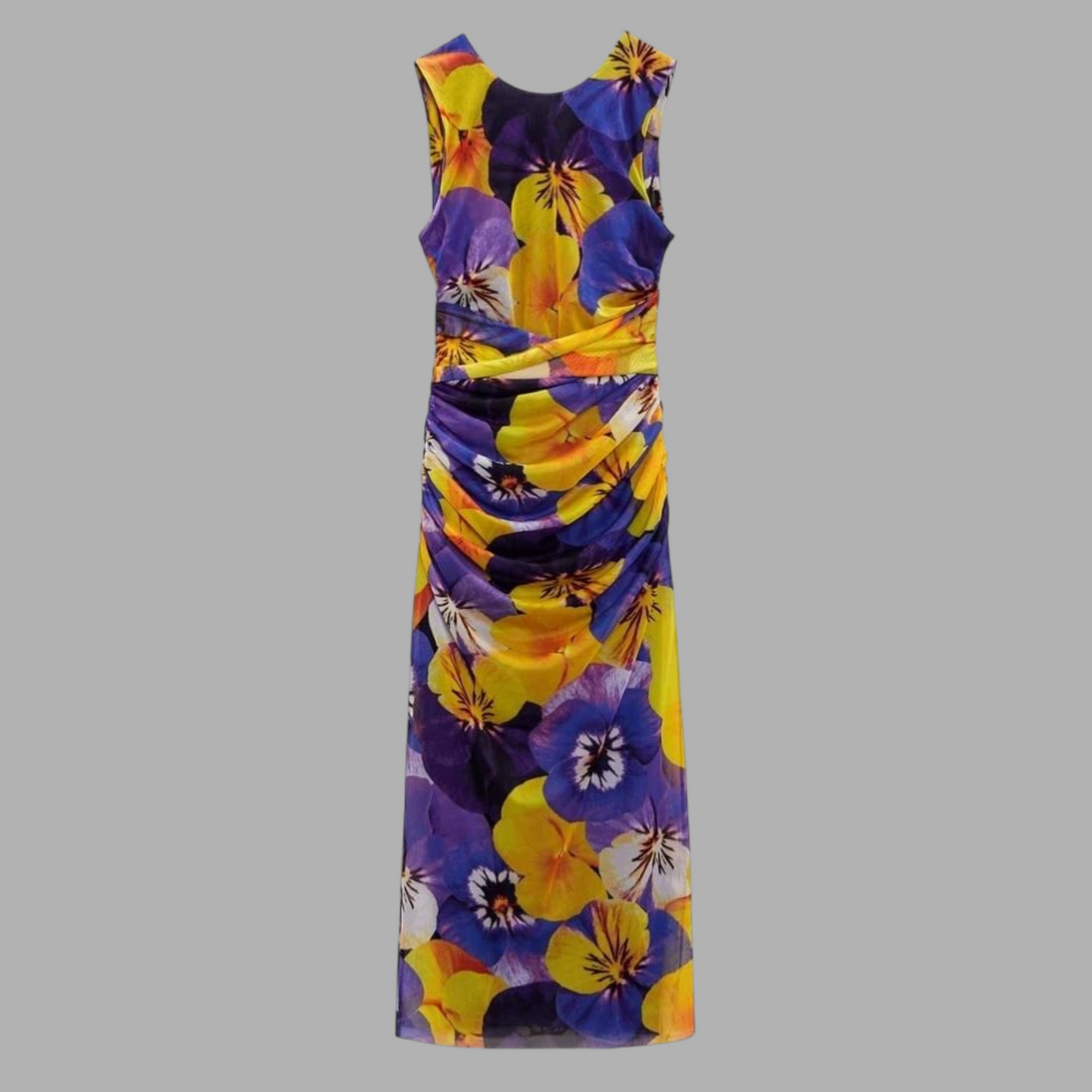 Spring & Summer Backless Silk Net Printed Dress S1R63K