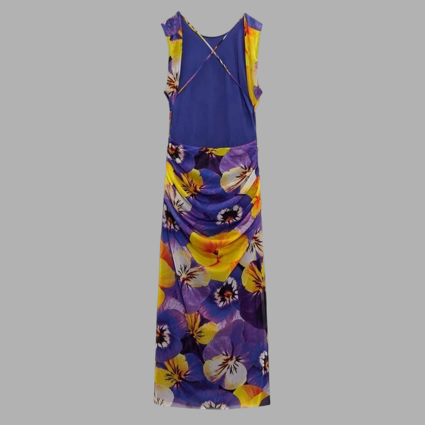 Spring & Summer Backless Silk Net Printed Dress S1R63K