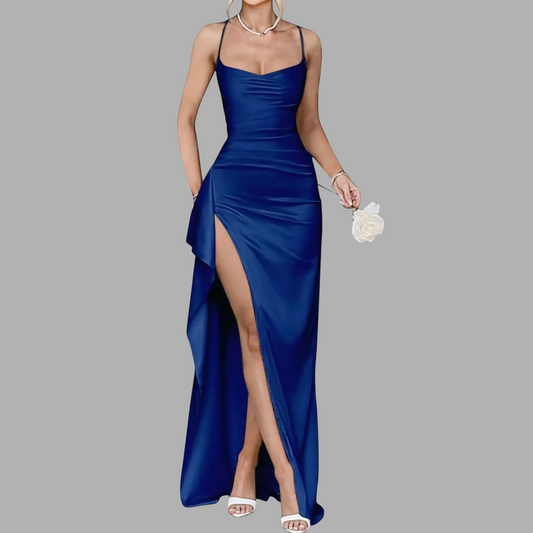 Satin Mermaid Prom Dress with Cowl Neck & Spaghetti Straps SQ9V41